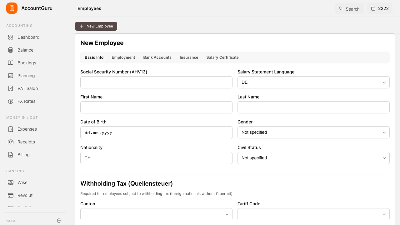 Employee Setup