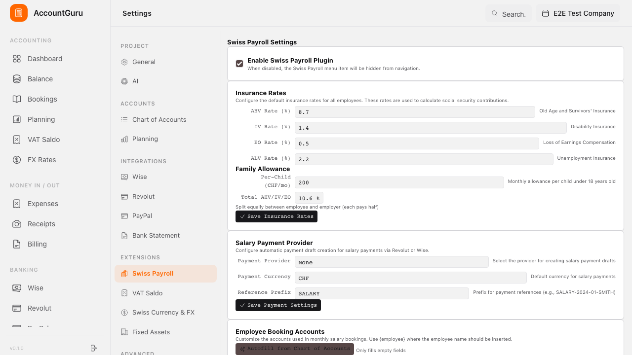 Payroll Settings