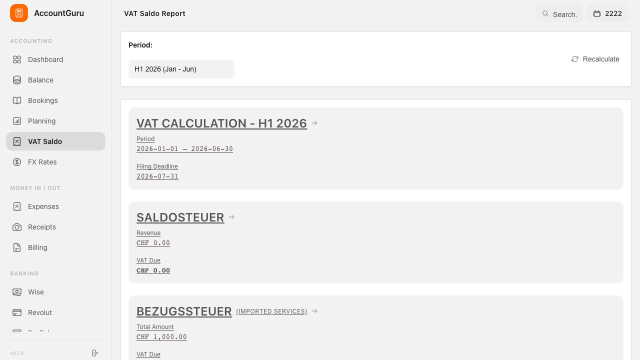 VAT Saldo Report